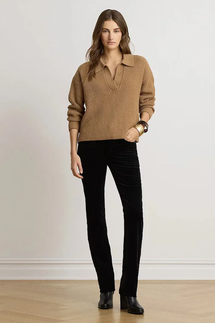 Lauren Ralph Lauren пуловер дамски с вълна кафяв 200979676