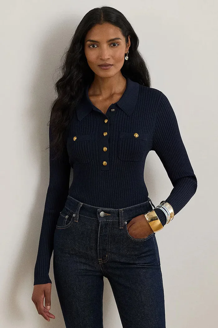 Lauren Ralph Lauren пуловер дамски с вискоза тъмносин 200P03459