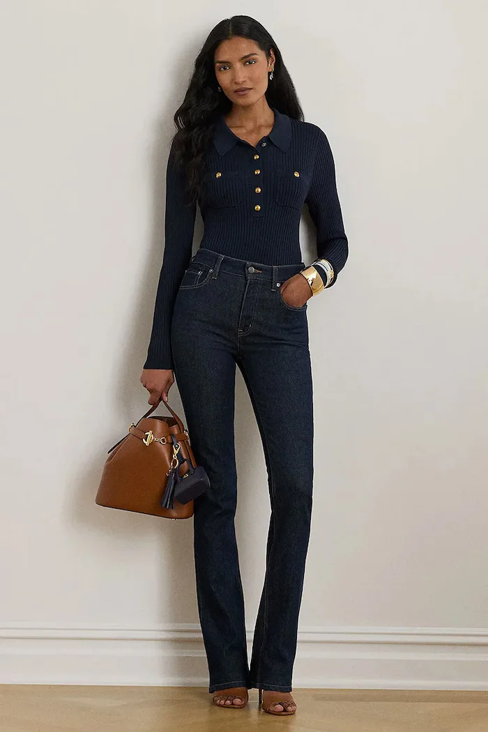 Lauren Ralph Lauren пуловер дамски с вискоза тъмносин 200P03459