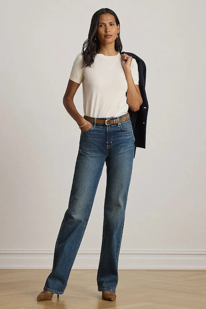 Lauren Ralph Lauren пуловер с къси ръкави дамски с модал бежов 200P14055