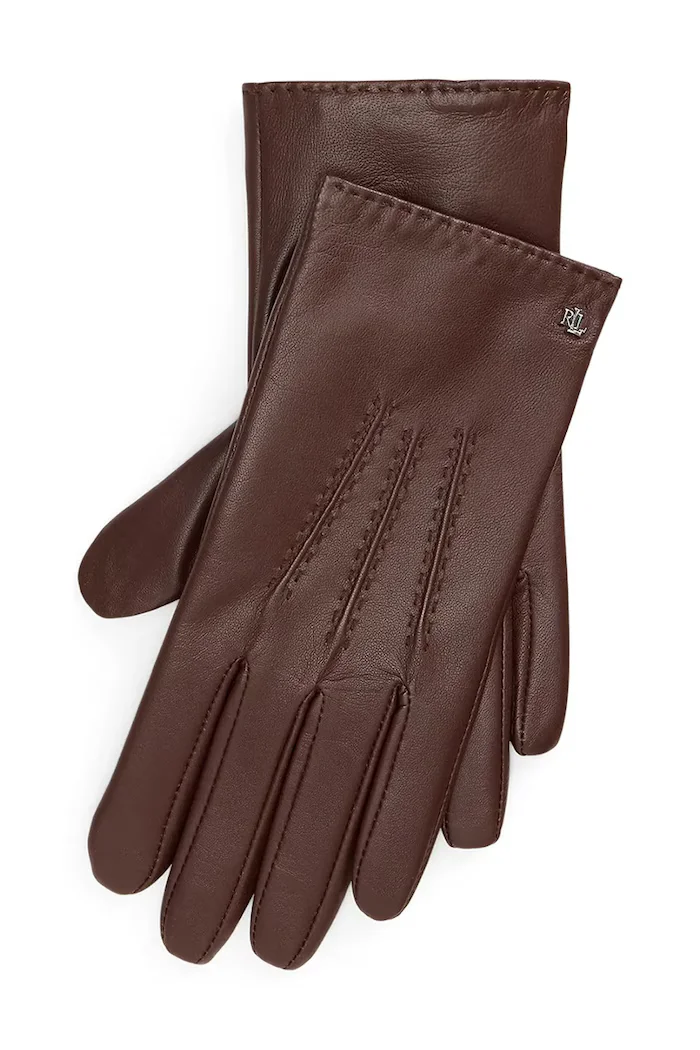 Lauren Ralph Lauren ръкавици дамски от кожа кафяви 454960099