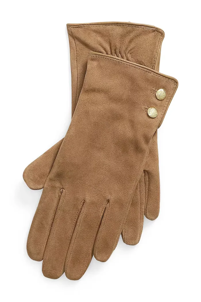 Lauren Ralph Lauren ръкавици дамски от кожа кафяви 454P04630