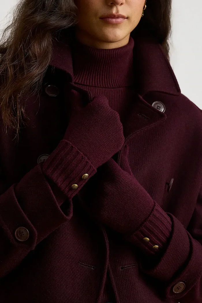 Lauren Ralph Lauren ръкавици дамски с вълна бордо 454P04468