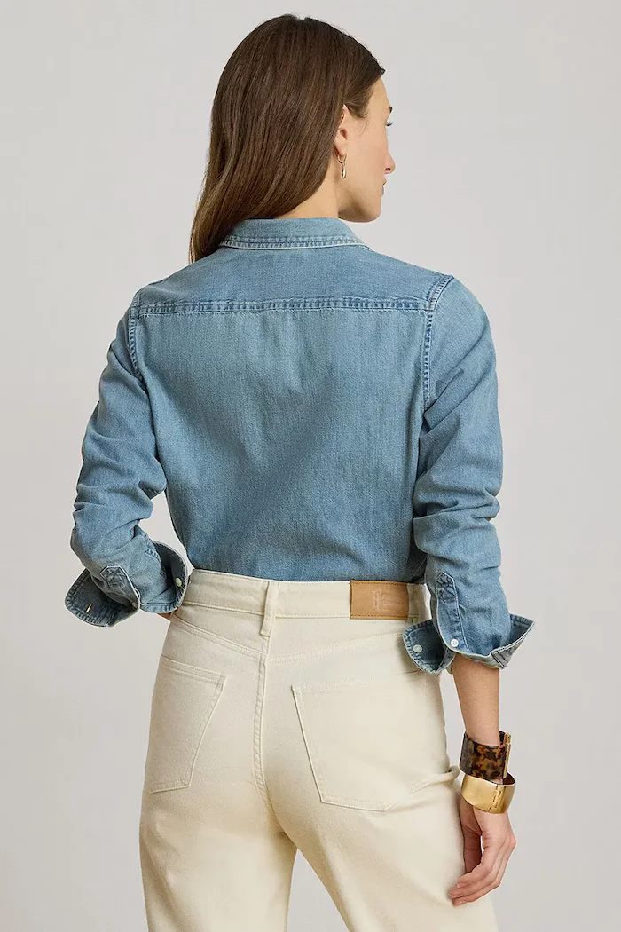 Lauren Ralph Lauren риза дамска от деним синя 200P14149