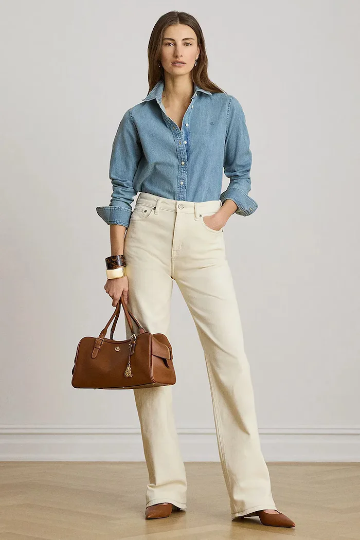 Lauren Ralph Lauren риза дамска от деним синя 200P14149
