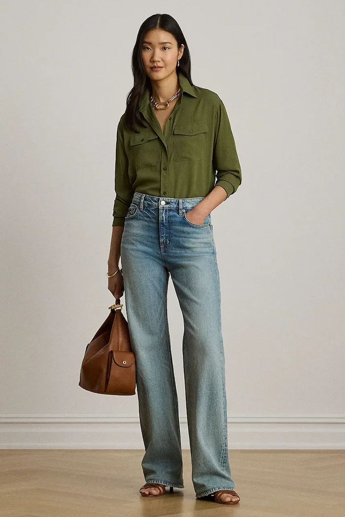 Lauren Ralph Lauren риза дамска зелена 200P10130