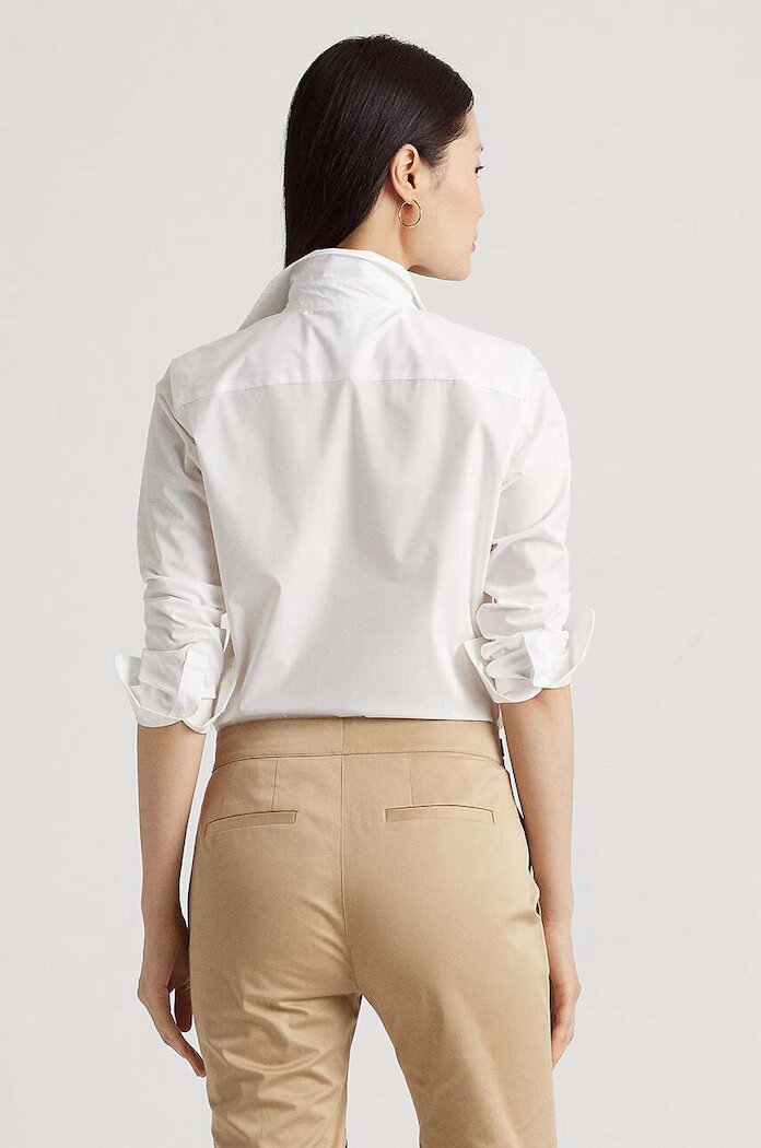 Lauren Ralph Lauren Риза Lauren Ralph дамска в бяло със стандартна кройка с класическа яка 200684553001