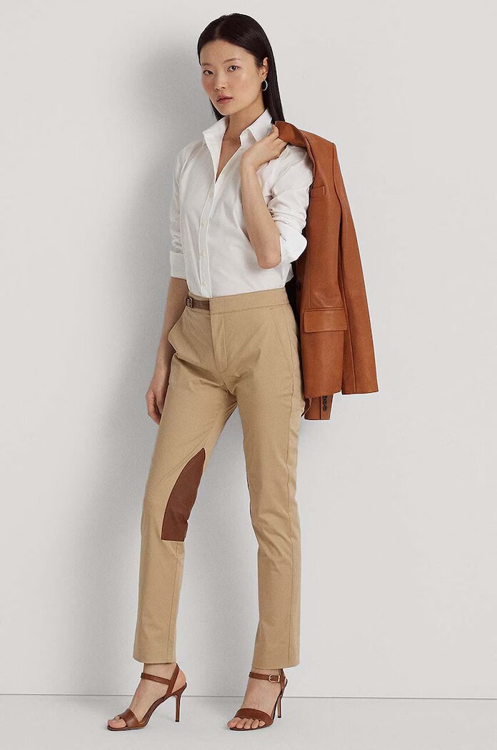 Lauren Ralph Lauren Риза Lauren Ralph дамска в бяло със стандартна кройка с класическа яка 200684553001