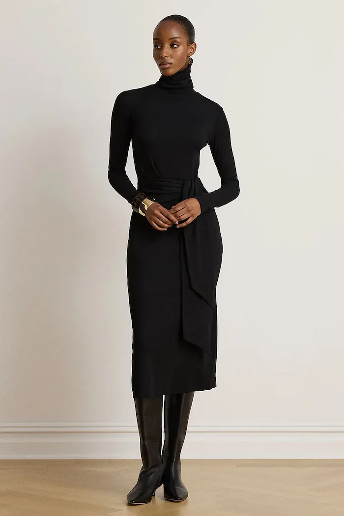 Lauren Ralph Lauren рокля с памук черна 200980028