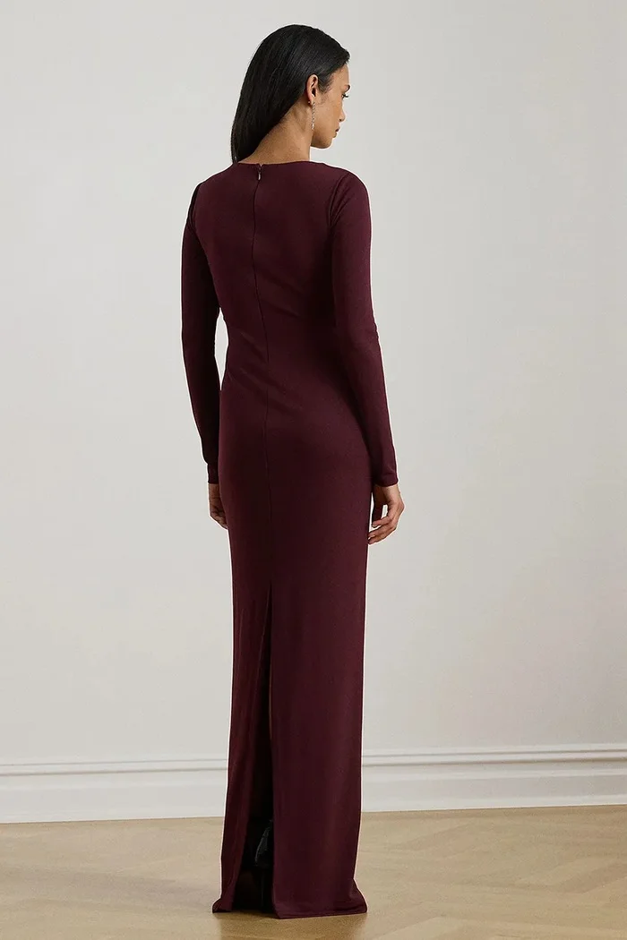 Lauren Ralph Lauren Рокля в бордо дълга с кройка по тялото 253P03589