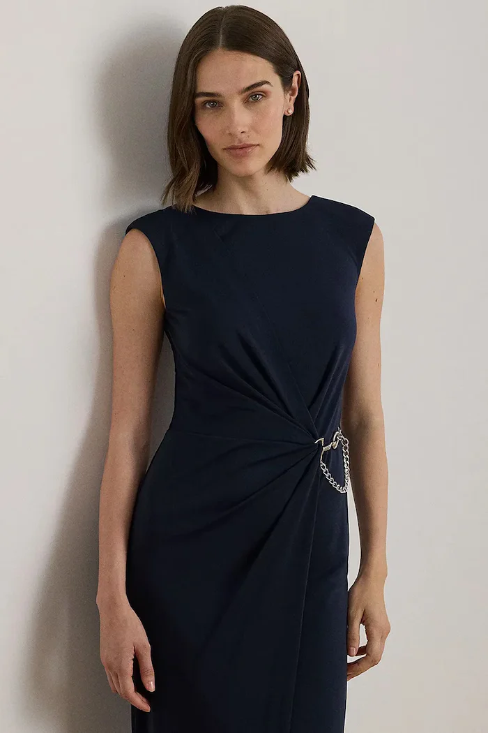 Lauren Ralph Lauren Рокля в тъмносиньо дълга с кройка по тялото 253979877