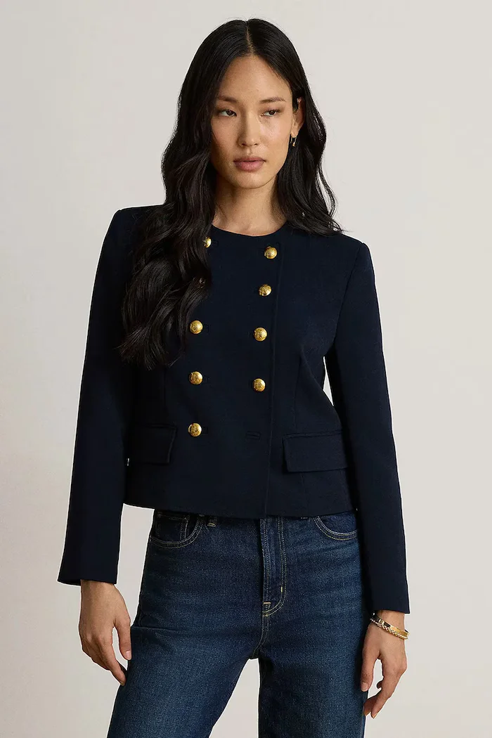 Lauren Ralph Lauren сако с двуредно закопчаване дамско тъмносиньо 200B24610