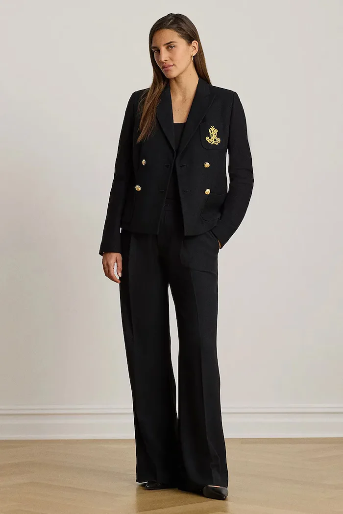 Lauren Ralph Lauren сако с двуредно закопчаване от памук с еластан черно 200P14021