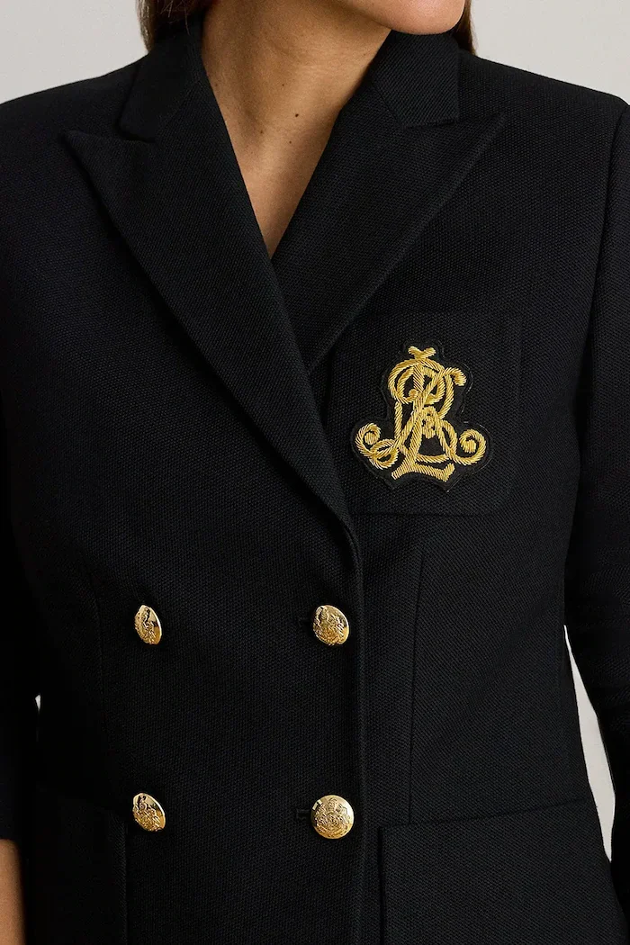 Lauren Ralph Lauren сако с двуредно закопчаване от памук с еластан черно 200P14021