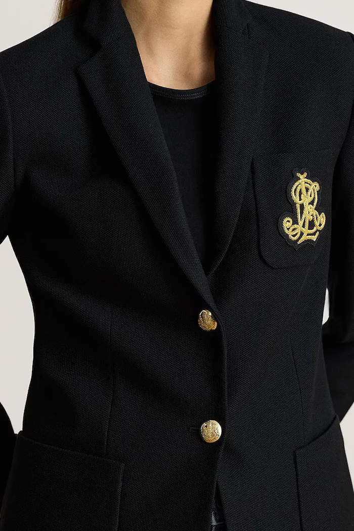 Lauren Ralph Lauren сако с едноредно закопчаване дамско от памук с еластан черно 200797305