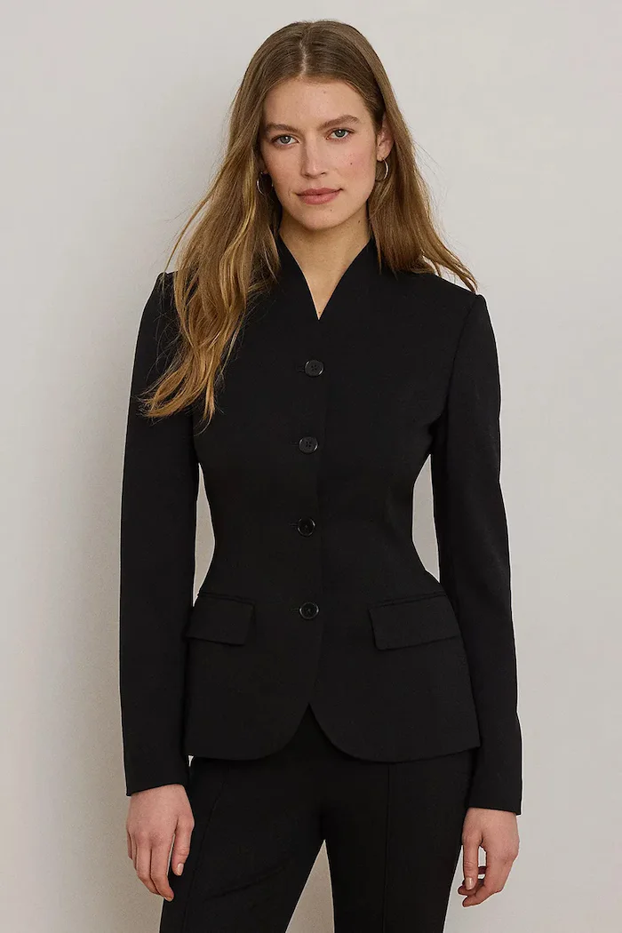 Lauren Ralph Lauren сако с едноредно закопчаване дамско с вълна черно 200B24032
