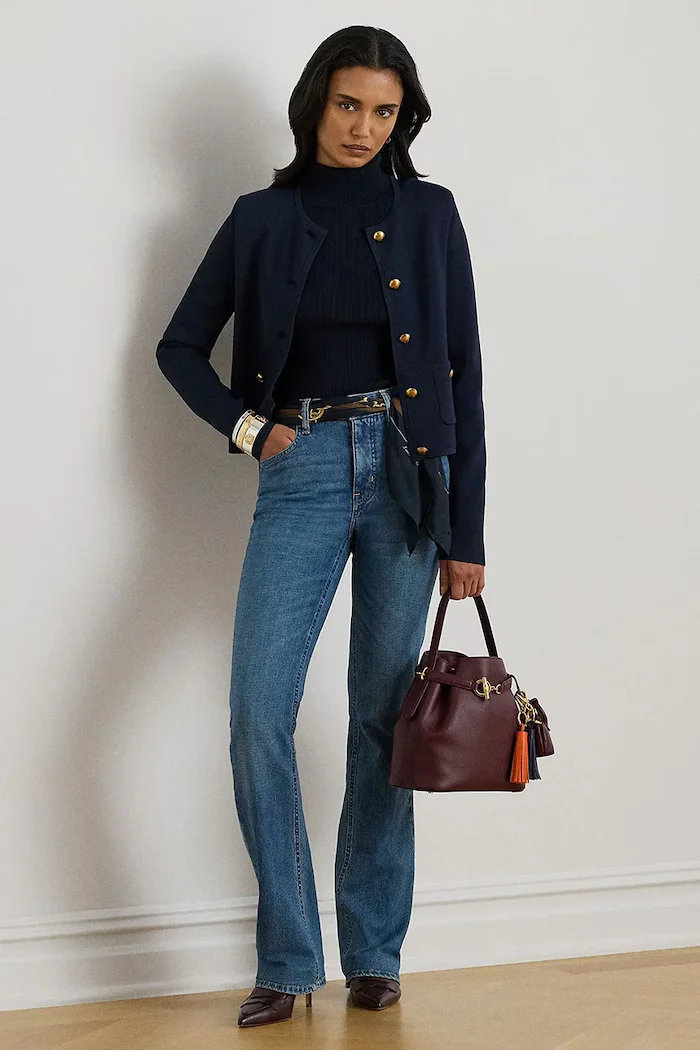 Lauren Ralph Lauren Сако в тъмносиньо с едно копче с изчистен дизайн 200P03460