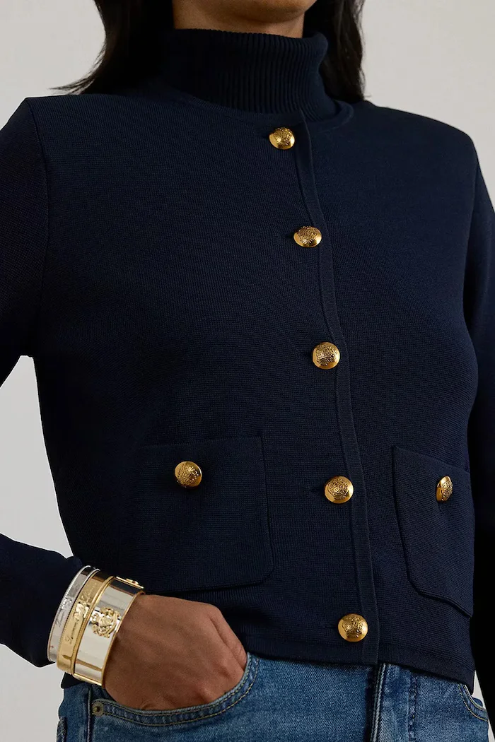Lauren Ralph Lauren Сако в тъмносиньо с едно копче с изчистен дизайн 200P03460