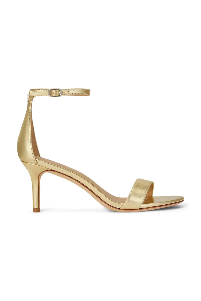 Lauren Ralph Lauren сандали от кожа Allie Mid златни 802978207002