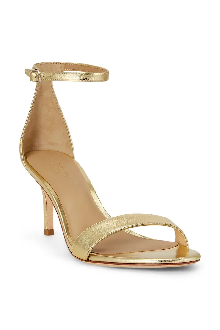 Lauren Ralph Lauren сандали от кожа Allie Mid златни 802978207002