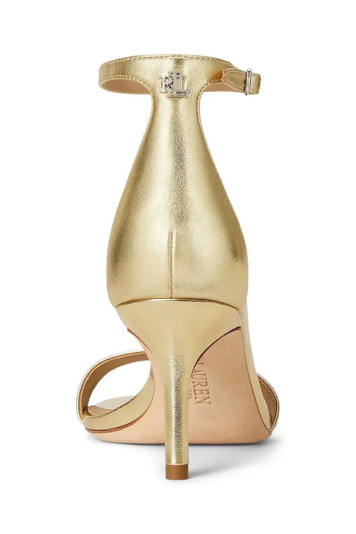 Lauren Ralph Lauren сандали от кожа Allie Mid златни 802978207002