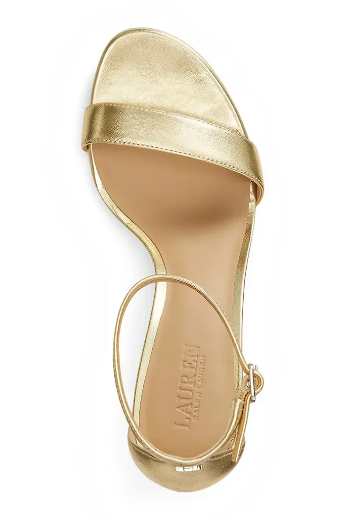 Lauren Ralph Lauren сандали от кожа Allie Mid златни 802978207002