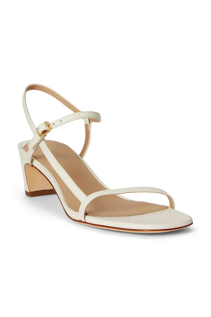 Lauren Ralph Lauren сандали с нисък ток от кожа Lainee Md Hl бежови 802P00097004