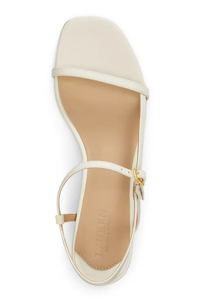 Lauren Ralph Lauren сандали с нисък ток от кожа Lainee Md Hl бежови 802P00097004