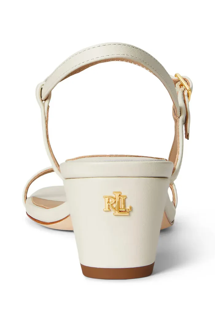 Lauren Ralph Lauren сандали с нисък ток от кожа Lainee Md Hl бежови 802P00097004