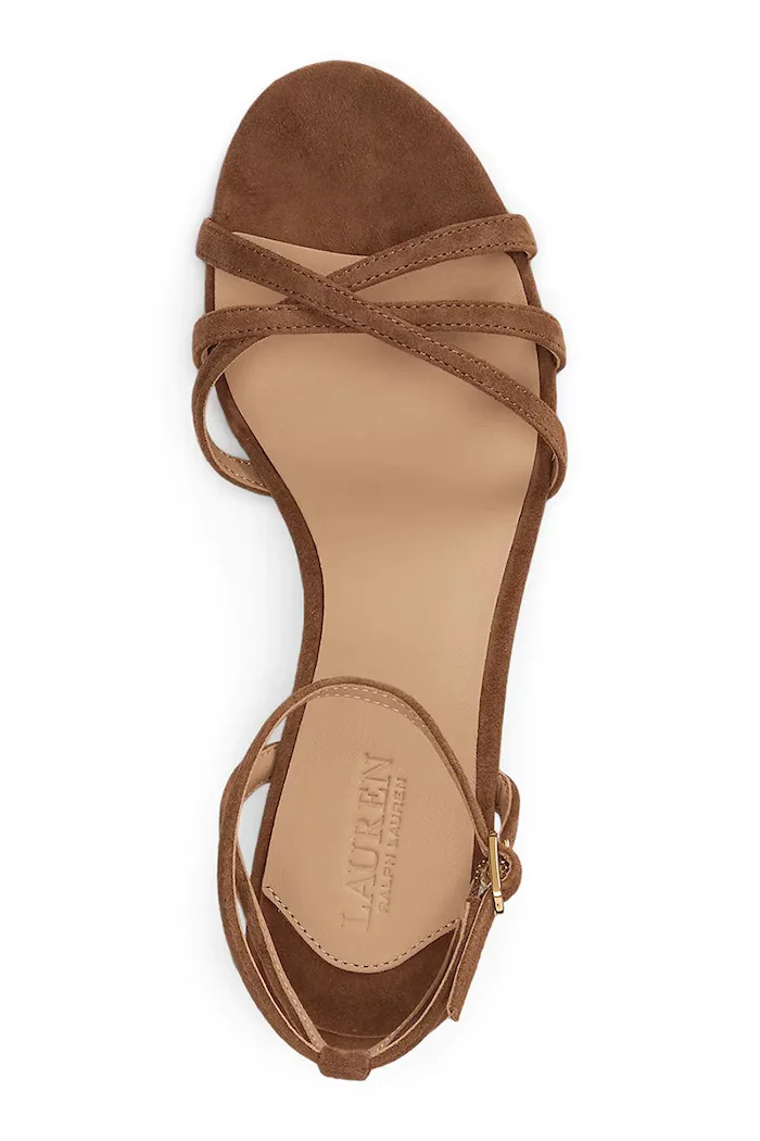 Lauren Ralph Lauren сандали с тънък ток от велур Kendyl Kttn кафяви 802P06395009