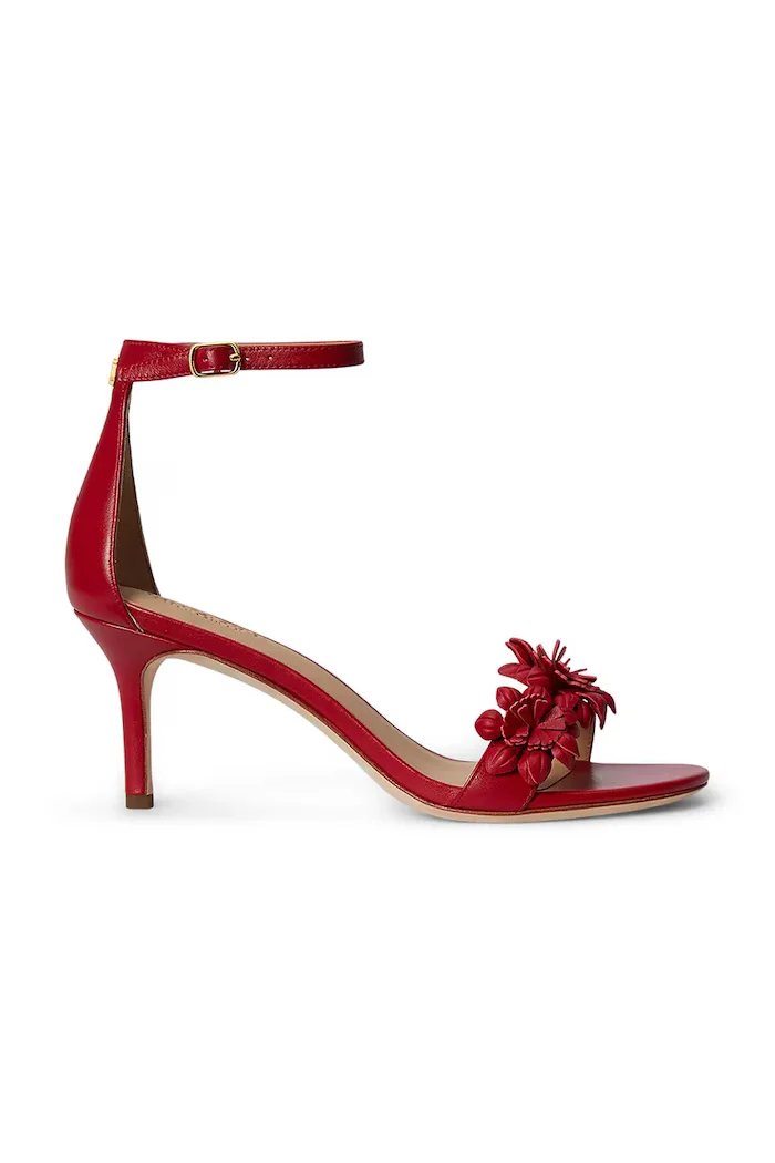 Lauren Ralph Lauren сандали с висок ток кожени Allie M Flwr червени 802P10640003