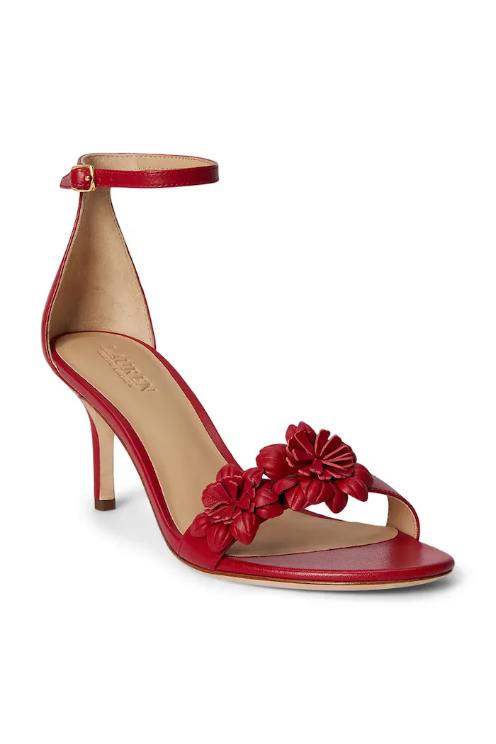 Lauren Ralph Lauren сандали с висок ток кожени Allie M Flwr червени 802P10640003