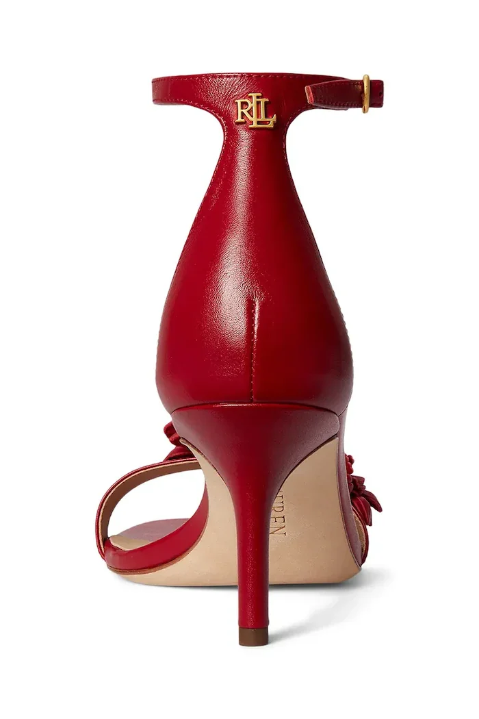 Lauren Ralph Lauren сандали с висок ток кожени Allie M Flwr червени 802P10640003