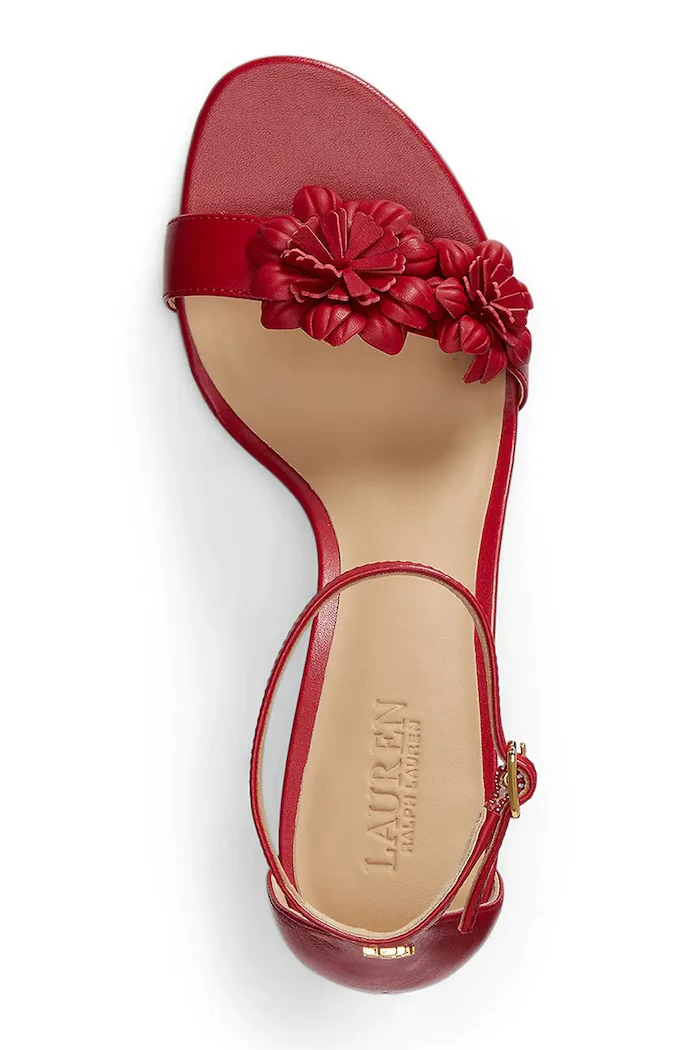 Lauren Ralph Lauren сандали с висок ток кожени Allie M Flwr червени 802P10640003