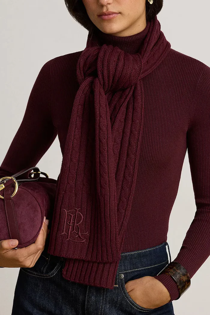 Lauren Ralph Lauren шал дамски с вълна бордо 454P23506