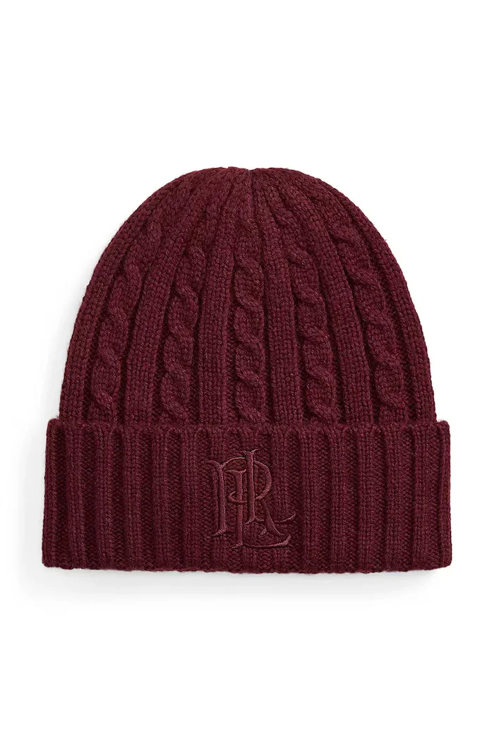 Lauren Ralph Lauren шапка beanie дамска от вълнена материя бордо 454P23505