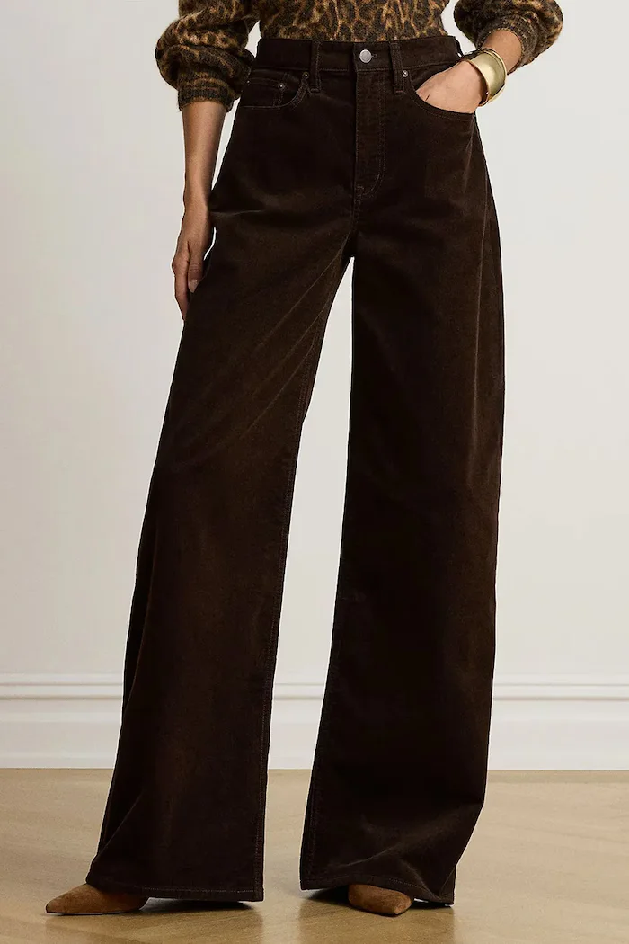 Lauren Ralph Lauren широк панталон дамски с кашмир кафяв 200B34256