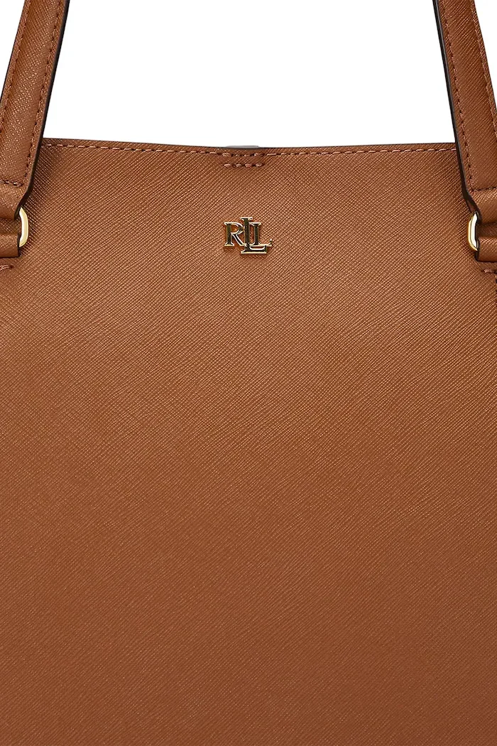 Lauren Ralph Lauren шопинг чанта дамска от кожа кафява 431911655