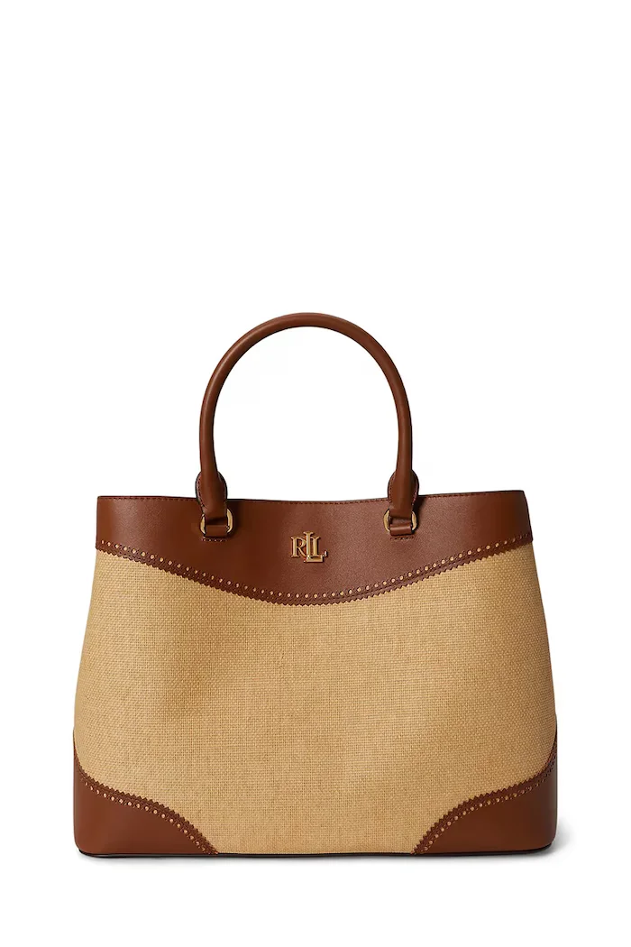 Lauren Ralph Lauren шопинг чанта дамска от кожа кафява 431966776