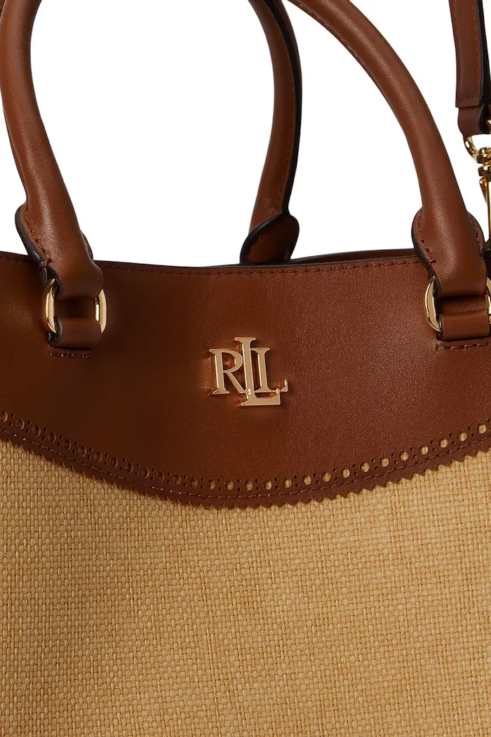 Lauren Ralph Lauren шопинг чанта дамска от кожа кафява 431966776