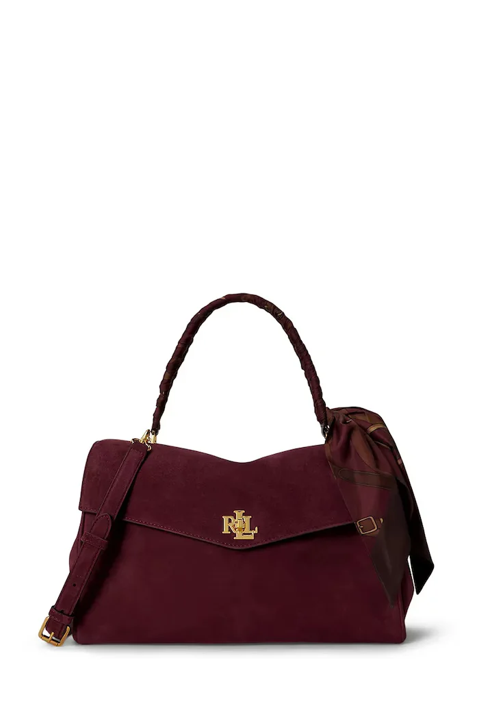 Lauren Ralph Lauren шопинг чанта дамска от велур бордо 431P18402