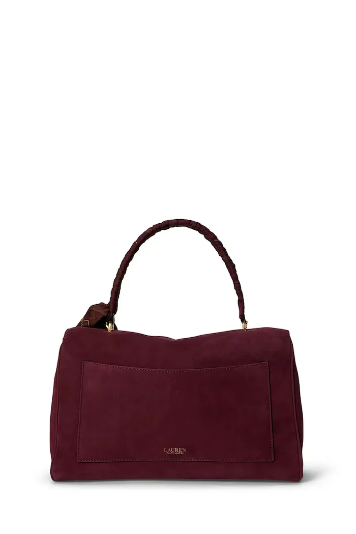 Lauren Ralph Lauren шопинг чанта дамска от велур бордо 431P18402