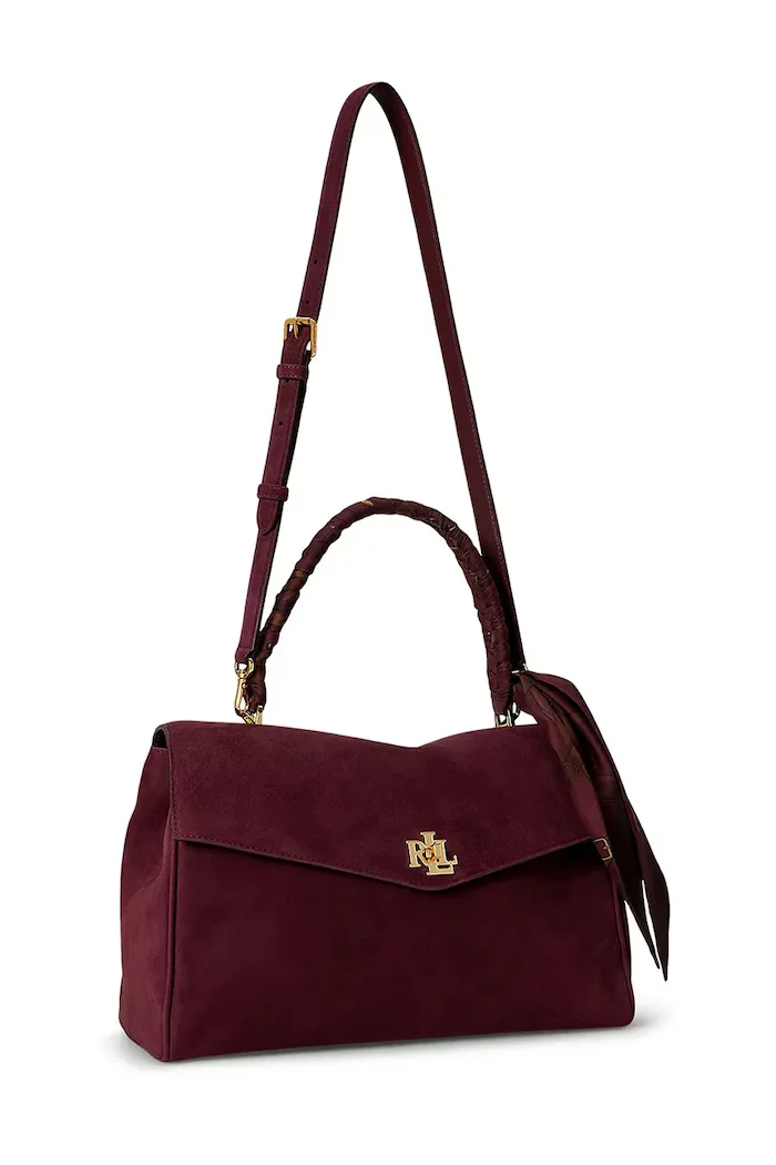 Lauren Ralph Lauren шопинг чанта дамска от велур бордо 431P18402