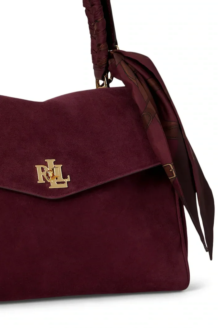 Lauren Ralph Lauren шопинг чанта дамска от велур бордо 431P18402