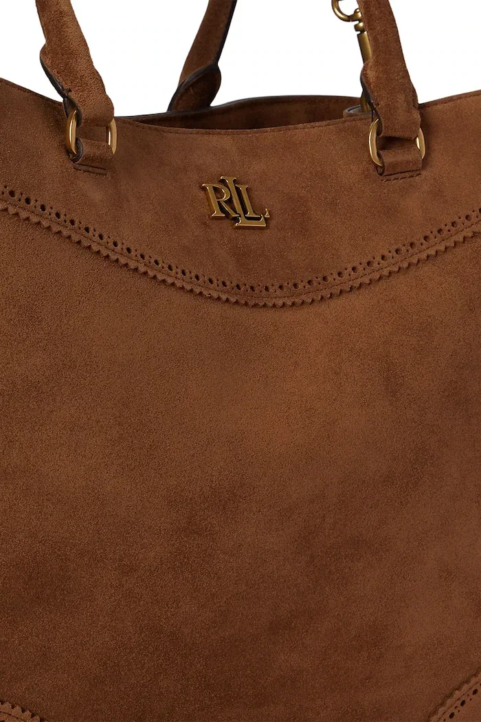 Lauren Ralph Lauren шопинг чанта дамска от велур кафява 431P15645