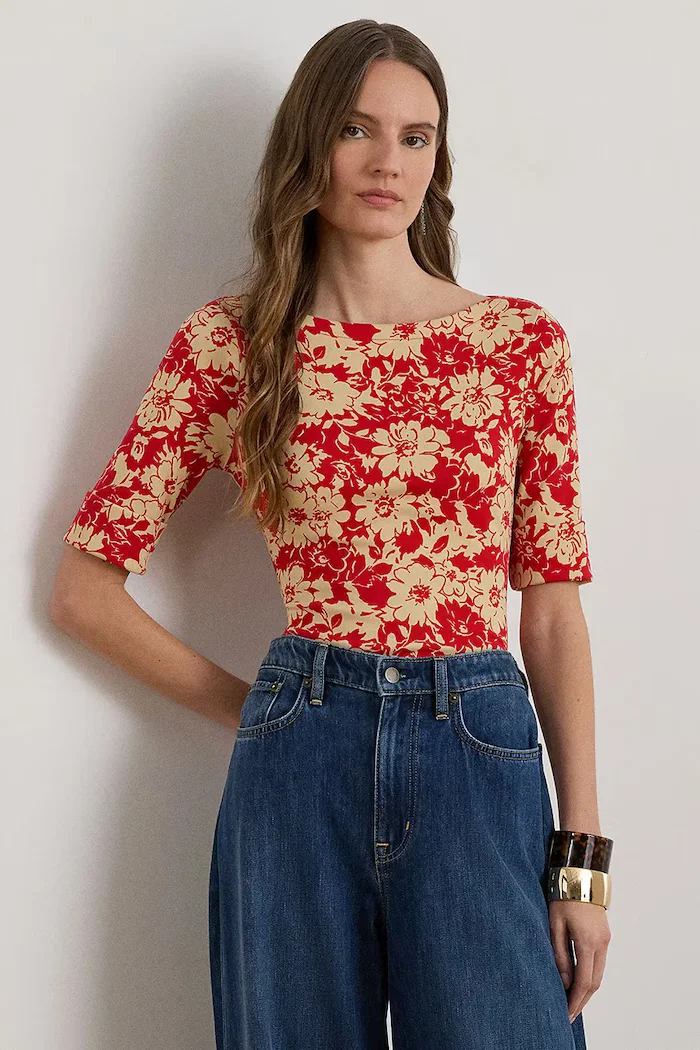Lauren Ralph Lauren тениска basic дамска от памук червена 200P09078