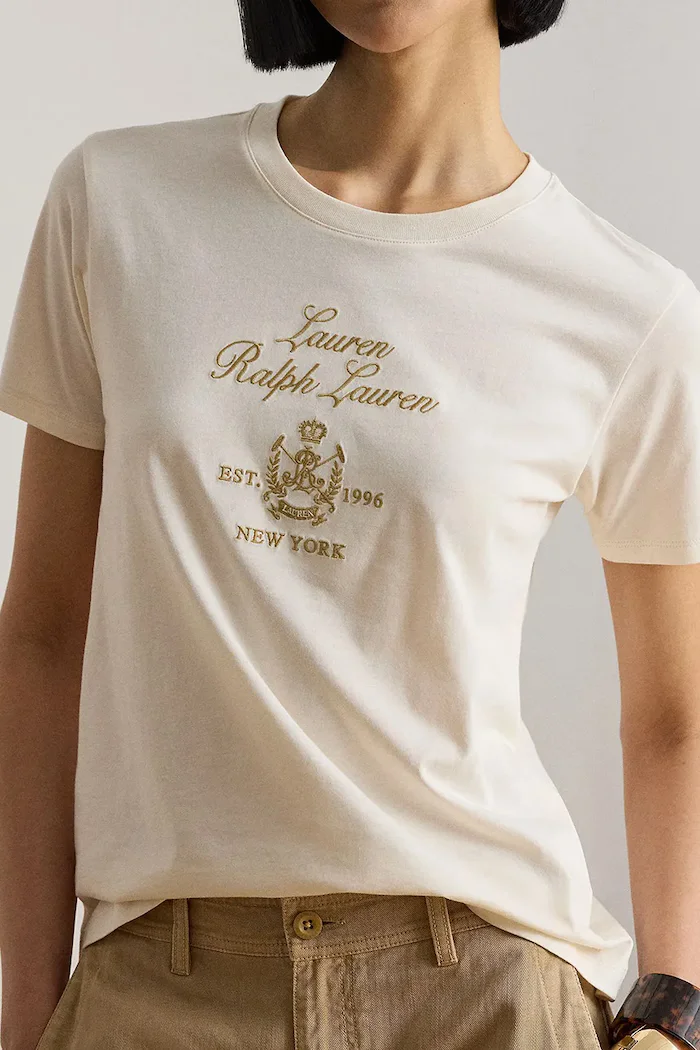 Lauren Ralph Lauren тениска дамска от памук бежова 200P13943