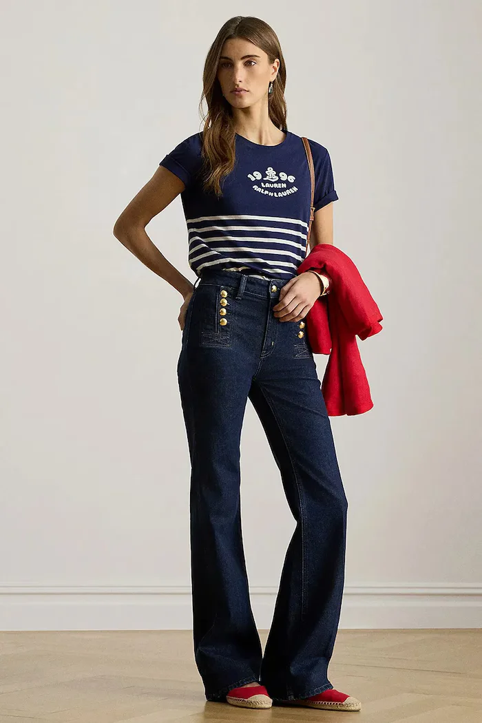 Lauren Ralph Lauren тениска дамска от памук тъмносиня 200B21056