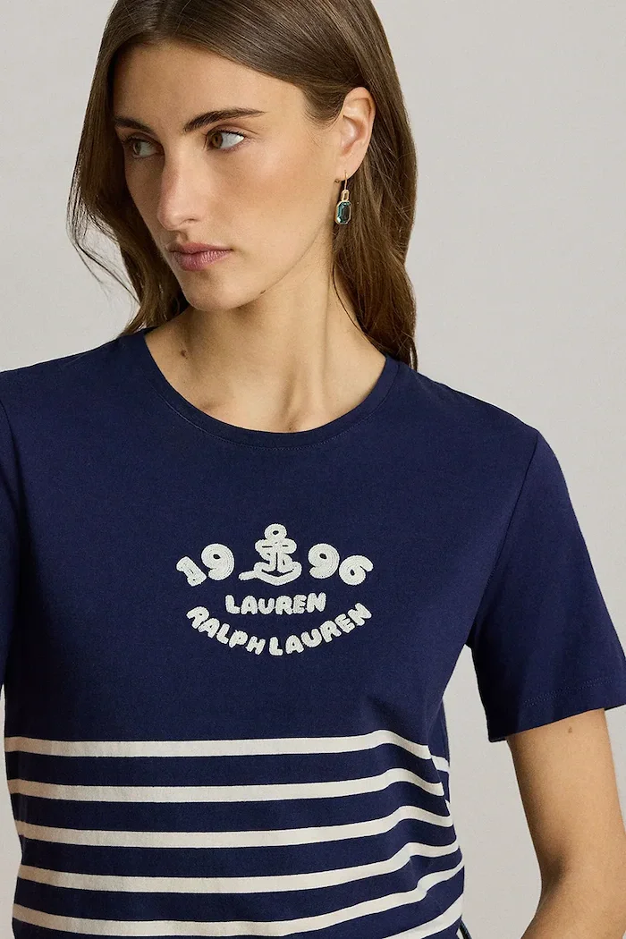 Lauren Ralph Lauren тениска дамска от памук тъмносиня 200B21056