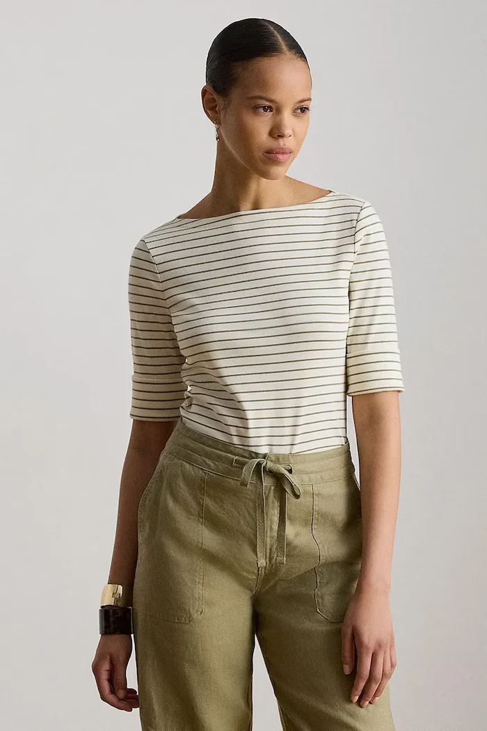 Lauren Ralph Lauren тениска дамска с памук бежова 200P13919
